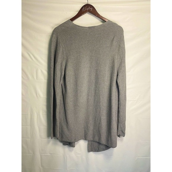 J. Jill Womens Long Open Front Silk Wool Blend Duster Cardigan Grey Tall Large - Picture 2 of 4